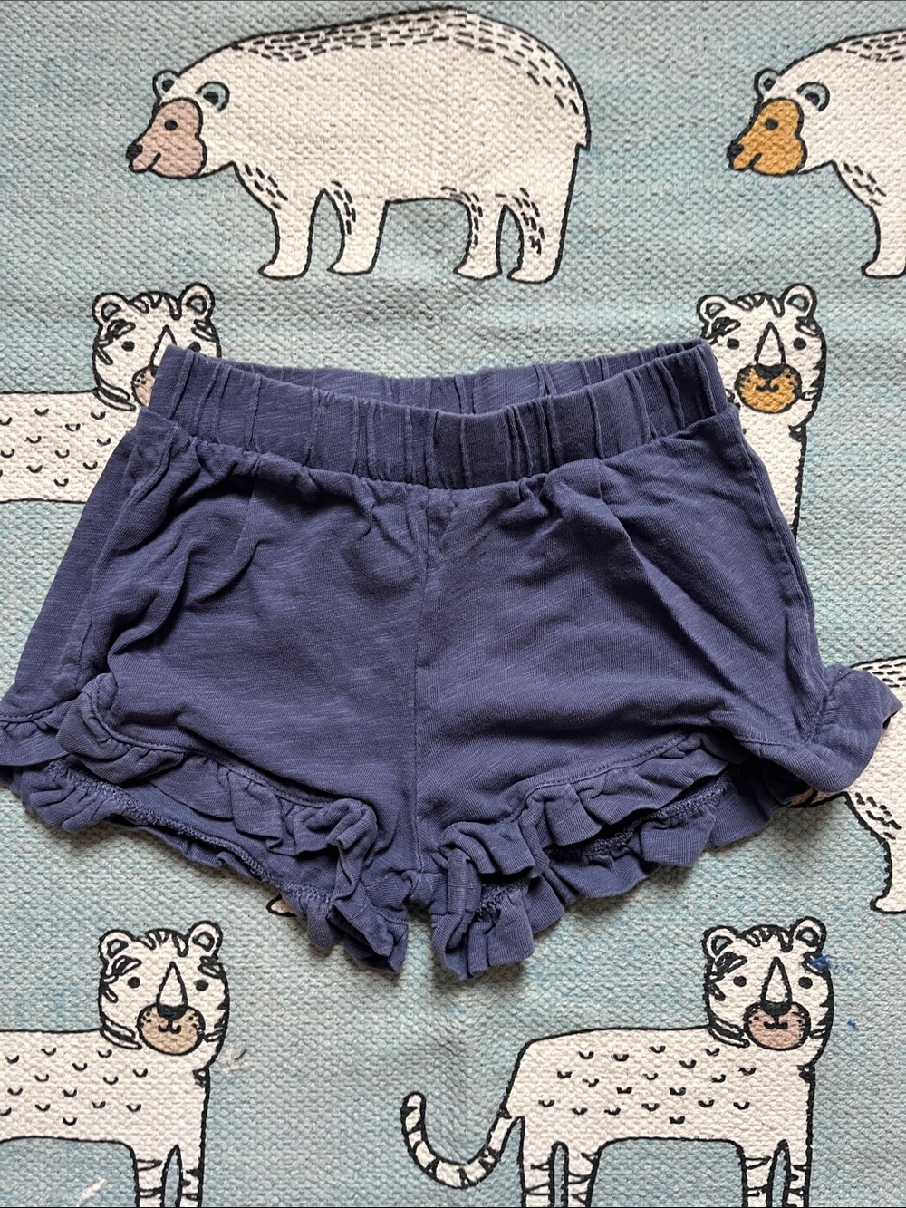 Crewcuts Navy Ruffle Hem Knit Shorts